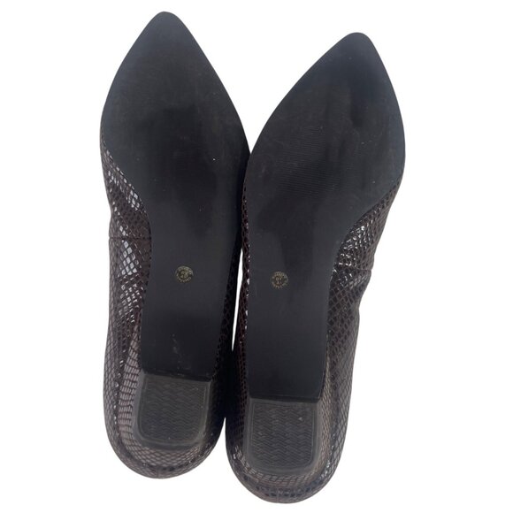 Worthington Faux Snakeskin Pointed Toe Flats Womens 11M Brown Leather Upper - Picture 5 of 7